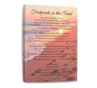 FOPURE Classic Religious Poem Poster - Footprints in the Sand on Retro Styled Canvas, Framed Wall Decor for Christian Homes, Churches, and Serene Spaces(Framed,12x18inch(30x45cm))