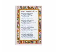 FOPURE Family Rules Poster - Learn What They Live Poem, Parenting Art for Home, Parenting Gift(Framed,08x12inch(20x30cm))