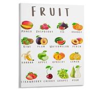 FOPURE First Words Poster Fruit Vocabulary Realistic Chart for Babies and Young Learners Canvas Wall-Art Decor(Unframed,08x12inch(20x30cm))