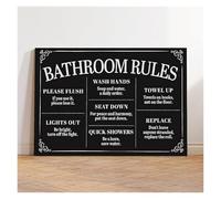 FOPURE Funny Farmhouse Bathroom Wall-Art Rustic Toilet Rules Sign with Humorous Quote Poster for Bathroom Decor(Unframed,16x24inch(40x60cm))