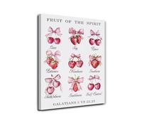 FOPURE Galatians 5:22-23 Fruit of the Poster, Feminine Christian Decor with Bows & Berries, Bible Quote Wall-Art for Teen Girl Room, Women's Ministry, Gift(Unframed,16x24inch(40x60cm))