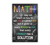 FOPURE Growth Mindset Math Poster - “In Math, There's Always a Solution” Quote, Encouraging Wall-Art for Students, School Counselor, Middle & High School Decor(Framed,16x24inch(40x60cm))