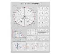 FOPURE Math Educational Poster Set of 2 Trigonometry Charts Unit Circle and Functions Graphs for Classroom Homeschool(Framed,08x12inch(20x30cm))