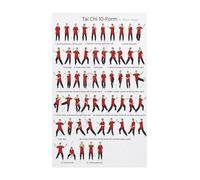 FOPURE Meditative Tai Chi Poster - 10 Step Movement Guide, Beginner Friendly Instructional Art for Relaxation Corner(Framed,12x18inch(30x45cm))