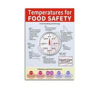 FOPURE Minimalist Food Temperature Poster, Educational Kitchen Wall-Art for Home Chef and Cafe Decor(Framed,16x24inch(40x60cm))