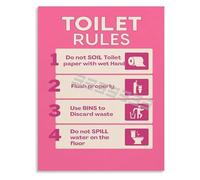 FOPURE Modern Bathroom Rules Poster Minimalist Restroom Etiquette Sign Canvas Wall-Art for Home Office Decor(Framed,08x12inch(20x30cm))