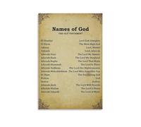 FOPURE Names Of God Inspirational Christian Wall-Art Bible Verse Print for Home Office Church Decor Gift(16x24inch(40x60cm),Framed)