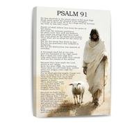 FOPURE Scripture Wall-Art: Psalm 91 Canvas Poster with Bible Verses for Inspirational Christian Decor(Unframed,16x24inch(40x60cm))