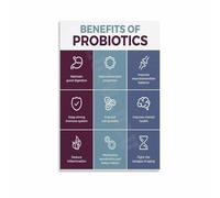 FOPURE Understanding Probiotics Poster Informative Chart on Gut Flora Canvas Wall-Art for Living Room Bedroom Decor(Framed,16x24inch(40x60cm))