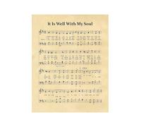 FOPURE Vintage It Is Well With My Soul Hymn Sheet Music Poster, Inspirational Christian Wall-Art Decor for Home, Church, Office(Framed,12x18inch(30x45cm))