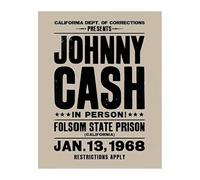 FOPURE Vintage Johnny Cash Poster - Unframed Rustic Wall-Art Print for Garage Decor, Man Cave, Featuring Classic 1979 Wembley Concert Design(Framed,16x24inch(40x60cm))