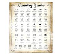 FOPURE Washing Symbols Chart Rustic Metal Sign Laundry Care Guide for Laundry Room Kitchen Cabin Decor(Framed,12x18inch(30x45cm))