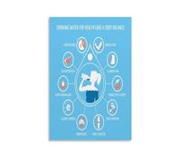 FOPURE Why Drink Water Poster Health Benefits and Wellness Motivation Canvas Wall-Art for Home Bathroom Decor(Framed,12x18inch(30x45cm))