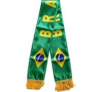 Fopytu Bufanda De Fútbol Brasileña para Aficionados, Bufanda De Satén Verde Y Amarilla con Bandera De Brasil, Artículos para Aficionados Fútbol para Día del Partido En Estadio, Fiestas Previas