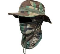Fopytu Conjunto De Gorro De Camuflaje para Hombre, Pasamontañas, Protección Solar, Sombrero Tipo Boonie, Sombrero De Pesca, Sombreros Tipo Cubo para Senderismo, Ciclismo Y Deportes