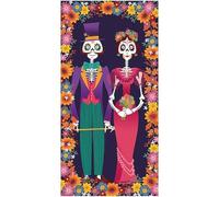 Fopytu Fondo para Puerta del Día De Los Muertos Mexicano, Cartel para Porche, Pancarta Colgante De Carnaval Mexicano para Decoración De Fiestas
