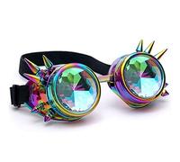 Fopytu Kaleidoscope Steampunk Goggles Gafas Rave con Lente De Vidrio De De para Mujeres para Hombres para Halloween Festival Party Cosplay Accesorios