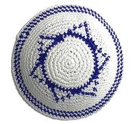 Fopytu Kipá De Punto Hecho a Mano para Hombres Classic Jewish Skullcap Hat Tradicional Yarmulke Hat, Cabeza Redonda, Gorro De Jerusalén