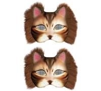 Fopytu Kit De 2 Máscaras De Gato Therian, Máscara De En con Pelaje Realista Y Malla para Ojos, Kit para Hacer Máscaras Therian para Cosplay.