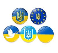 Fopytu Magnet De Refrigerador De Bandera Ucraniana, 5 Pcs Soporte De Vidrio Redondo De Ucrania Ucrania National Flag Refrigerator Magnetic Sticker Paz Calcomanía