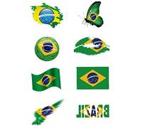 Fopytu Tatuajes Temporales De Bandera De Brasil para Fútbol Pegatina De Bandera Nacional De Copa Mundial para Tatuajes De Juego De Pelota En del Brazo para Niños Adultos