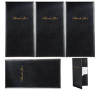 Fopytu Titular De Factura De Factura del Restaurante De Cuero 4pcs Titular De Tarjeta De Cheque De Huéspedes con Dorado De Impronta del Menú De Impronta para Cafe Bar