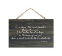 For A Day in Thy Courts Is Better Than A Thousand Letreros rϊsticos de madera con palabra Letrero decorativo de madera de 10.0 x 16.0 in, placa p