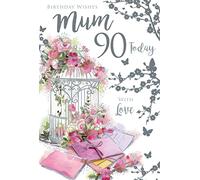 For A Special Mum 90 90th Today Flowers Tarjeta de felicitación de cumpleaños con texto en inglés "Happy Birthday"