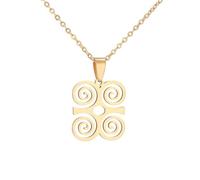 For Adinkra Symbols Meanings West African Wisdom Stainless Steel Map Pendant Necklaces Map Jewelry Gold Color Items for Bridal Women Man Party Gifts Earrings Sets Jewelry (Model 1)