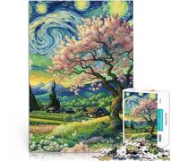 for Adults 1000 Piece Puzzle Sakura Tree Under Moonlight Made of Cardboard Suitable for Ages 14 and up Fun Games Fun Activities at Home, Birthday Gifts, Travel Gifts。Size：38x52cm/10.24x14.96inch