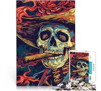 for Adults 2000 Pieces Puzzle Cigar Smoking Skeleton Made of Cardboard，for Ages 14 and Over Challenging To Complete But Fun and Humorous Wall Decoration Unique Gifts for Birthday and Christmas。