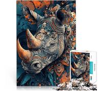 for Adults Puzzles 1000 Piece Jigsaws “Animal Rhino” Made of Cardboard,for Age 14+ with Completely interconnected Pieces of Random Shape Fun Activities at Home, Birthday Gifts, Travel Gifts,。