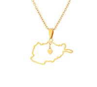 For Afghanistan Stainless Steel Map Pendant Necklaces Hollowout Jewelry Gold Color Items Women Man Party Gifts Earrings Sets Jewelry (Model 18)