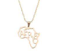 For Africa shape Stainless Steel Map Pendant Necklaces Map Jewelry Gold Color Items for Bridal Women Man Party Gifts Earrings Sets Jewelry (Model 6)