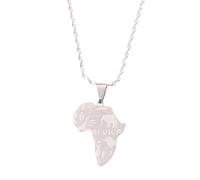 For Africa shape Stainless Steel Map Pendant Necklaces Map Jewelry Gold Color Items for Bridal Women Man Party Gifts Earrings Sets Jewelry (Model 1)