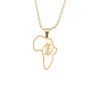 For Africa Stainless Steel Map Pendant Necklaces Map Jewelry Gold Color Items for Women Man Party Gifts Earrings Jewelry (Model 17)