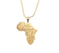 For Africa Stainless Steel Map Pendant Necklaces Map Jewelry Gold Color Items for Women Man Party Gifts Earrings Jewelry (Model 15)