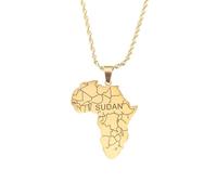 For Africa Stainless Steel Map Pendant Necklaces Map Jewelry Gold Color Items for Women Man Party Gifts Earrings Jewelry (Model 11)
