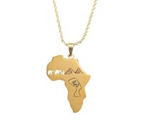 For Africa Stainless Steel Map Pendant Necklaces Map Jewelry Gold Color Items for Women Man Party Gifts Earrings Jewelry (Model 9)