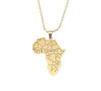 For Africa Stainless Steel Map Pendant Necklaces Map Jewelry Gold Color Items for Women Man Party Gifts Earrings Jewelry (Model 13)