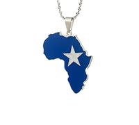 For Africa Stainless Steel Map Pendant Necklaces Map Outline Jewelry Gold Color Items for Bridal Women Man Party Gifts Earrings Sets Round Ball Jewelry (For Somalia 1)