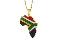 For Africa Stainless Steel Map Pendant Necklaces Map Outline Jewelry Gold Color Items for Bridal Women Man Party Gifts Earrings Sets Round Ball Jewelry (For South Africa 2)