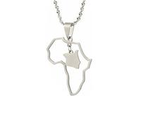 For Africa Stainless Steel Map Pendant Necklaces Map Outline Jewelry Gold Color Items for Bridal Women Man Party Gifts Earrings Sets Round Ball Jewelry (For Kenya 2)