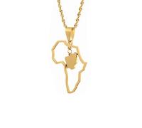 For Africa Stainless Steel Map Pendant Necklaces Map Outline Jewelry Gold Color Items for Bridal Women Man Party Gifts Earrings Sets Round Ball Jewelry (For Nigeria 1)