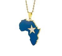 For Africa Stainless Steel Map Pendant Necklaces Map Outline Jewelry Gold Color Items for Bridal Women Man Party Gifts Earrings Sets Round Ball Jewelry (For Somalia 2)