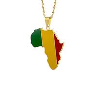 For Africa Stainless Steel Map Pendant Necklaces Map Outline Jewelry Gold Color Items for Bridal Women Man Party Gifts Earrings Sets Round Ball Jewelry (For Mali 2)