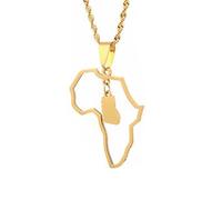 For Africa Stainless Steel Map Pendant Necklaces Map Outline Jewelry Gold Color Items for Bridal Women Man Party Gifts Earrings Sets Round Ball Jewelry (For Ghana 1)