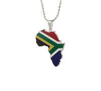 For Africa Stainless Steel Map Pendant Necklaces Map Outline Jewelry Gold Color Items for Bridal Women Man Party Gifts Earrings Sets Round Ball Jewelry (For South Africa 1)