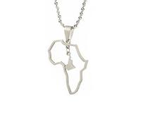 For Africa Stainless Steel Map Pendant Necklaces Map Outline Jewelry Gold Color Items for Bridal Women Man Party Gifts Earrings Sets Round Ball Jewelry (For Cameroon 2)