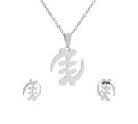 For African Symbol Stainless Steel Map Pendant Necklaces Map Jewelry Gold Color Items for Bridal Women Man Party Gifts Earrings Sets Jewelry (Gold earrings + necklace)